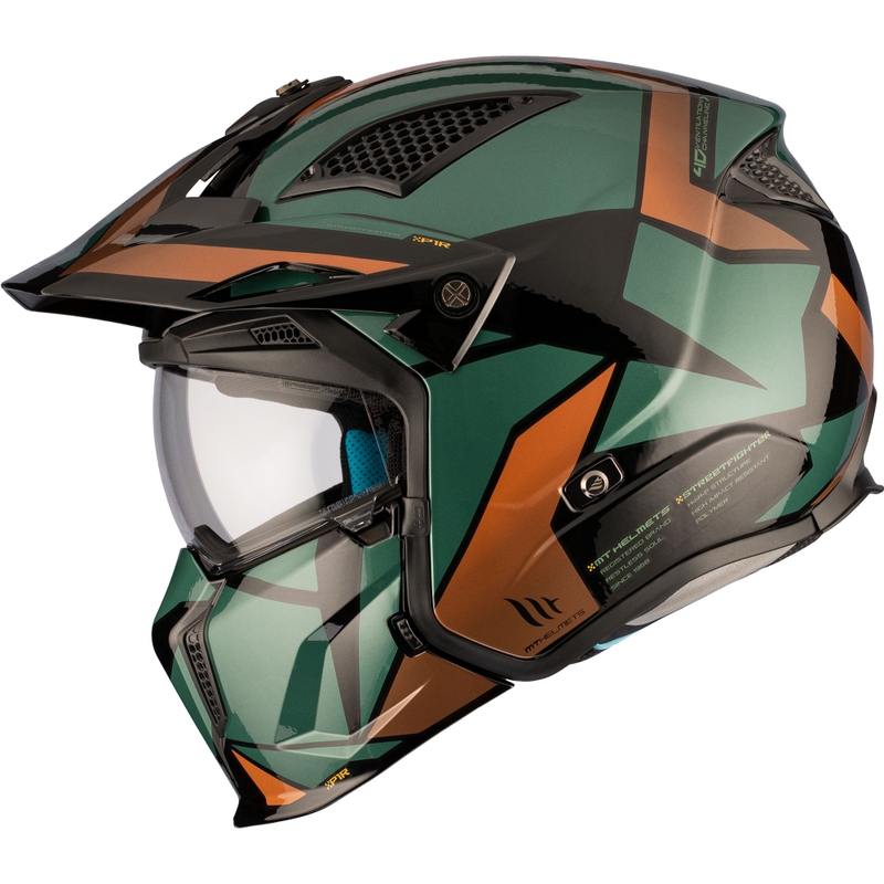 Casque ouvert avec masque MT Streetfighter SV S P1R A9 noir-brun-vert soldes