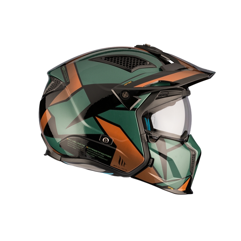 Casque ouvert avec masque MT Streetfighter SV S P1R A9 noir-brun-vert soldes