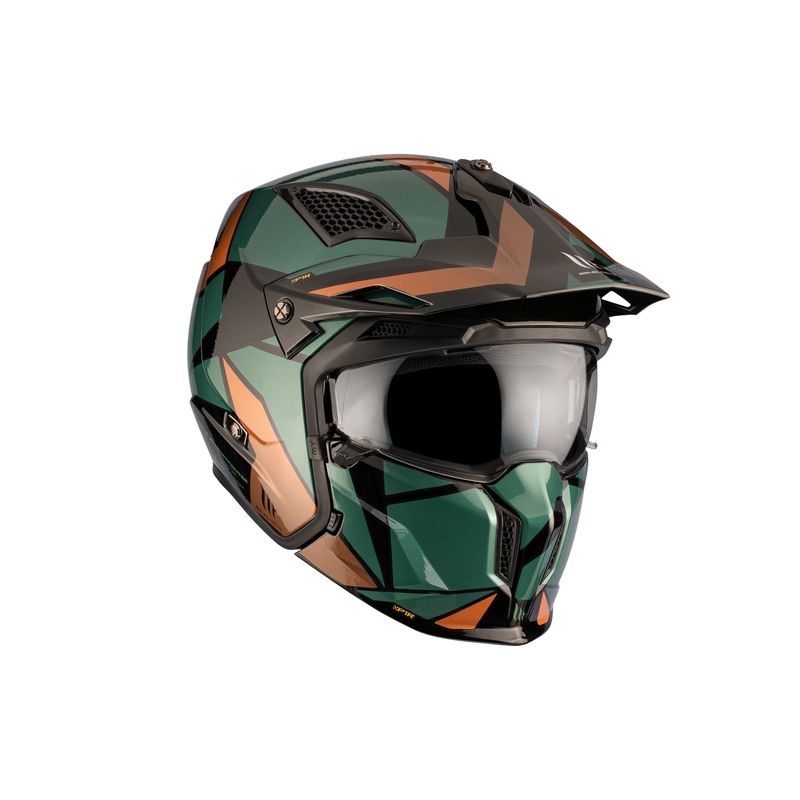 Casque ouvert avec masque MT Streetfighter SV S P1R A9 noir-brun-vert soldes