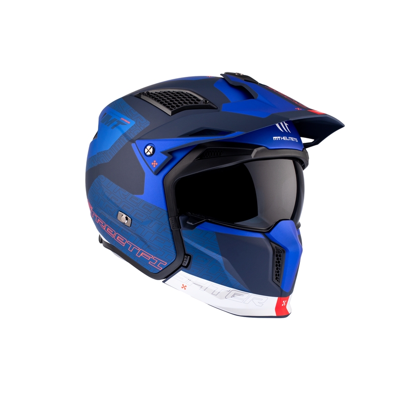 Casque ouvert avec masque MT Streetfighter SV Totem C17 blanc-bleu