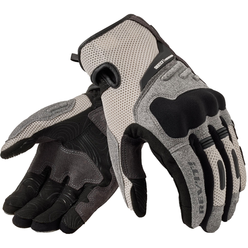 Gants de moto Revit Cavern gris clair-noir