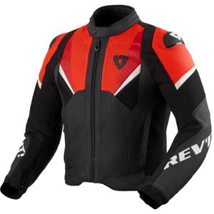 Blouson moto cuir Revit Automate noir-rouge fluo
