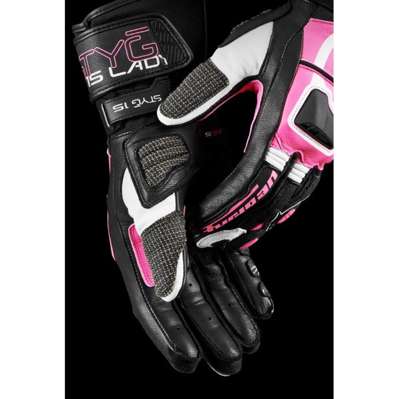 Gants moto femme Furygan Styg 15 Lady noir-rose