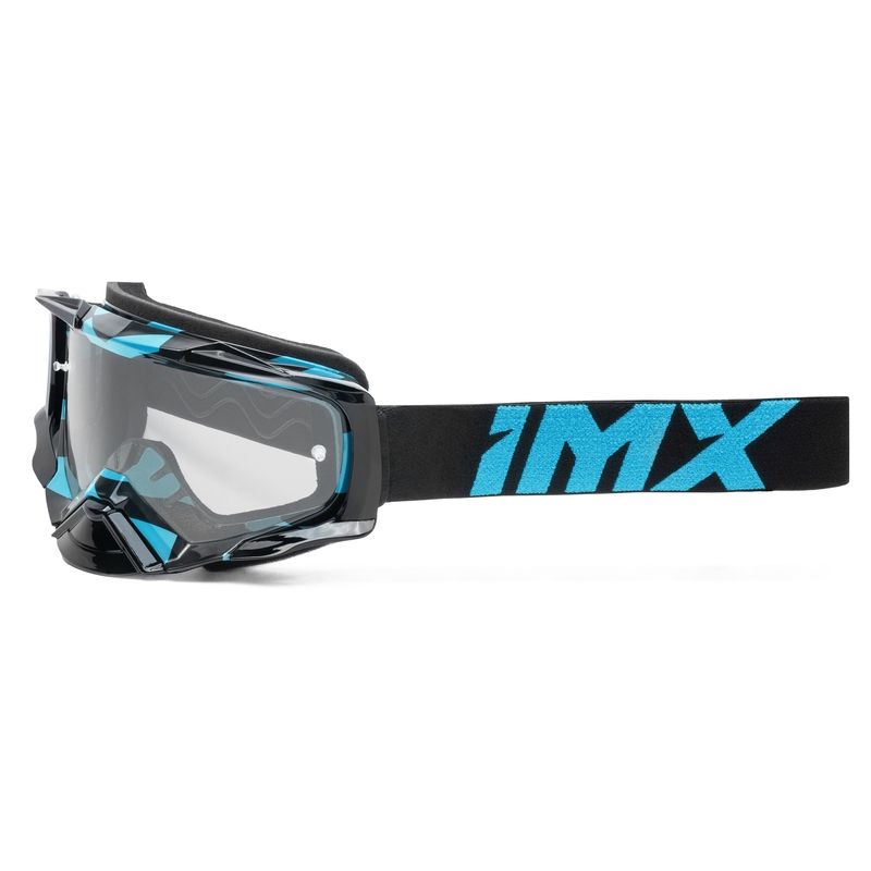 Lunettes de motocross iMX Dust Graphic noir-bleu avec plexiglas transparent