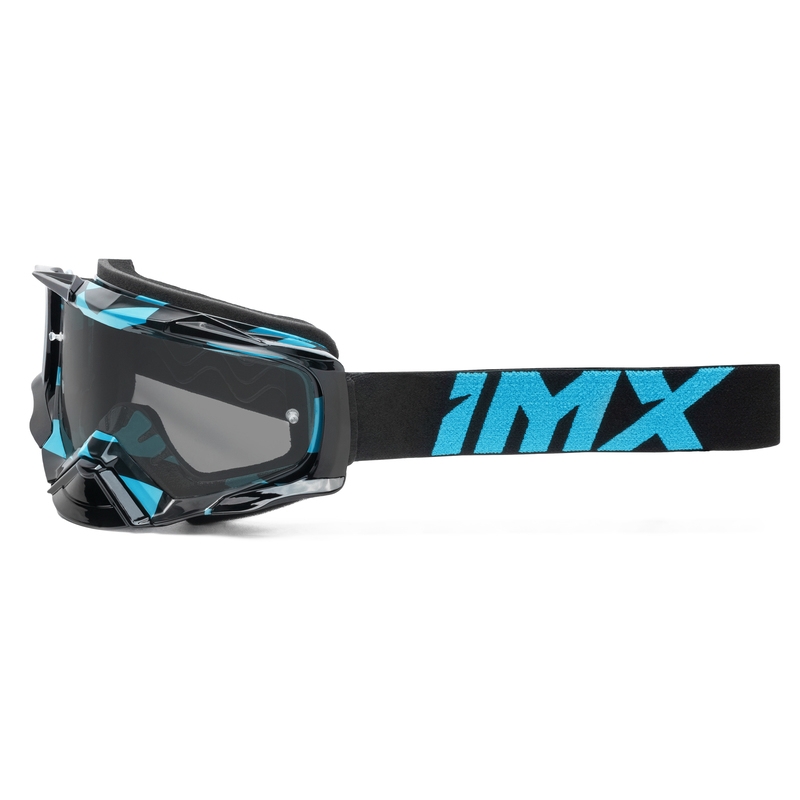Lunettes de motocross iMX Dust Graphic noir-bleu avec plexiglas transparent
