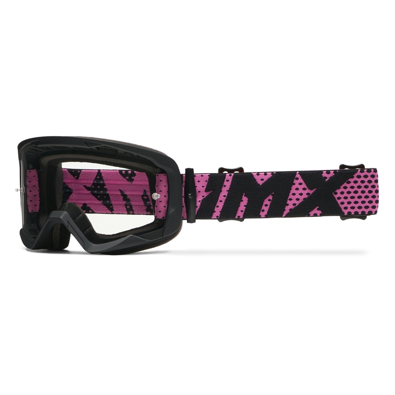 Lunettes de moto iMX Endurance Flip noir-rose avec plexiglas iridium