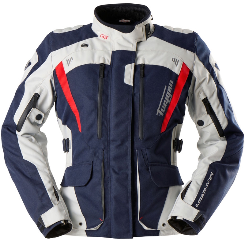 Blouson moto femme Furygan Apalaches Lady Evo bleu-beige-rouge