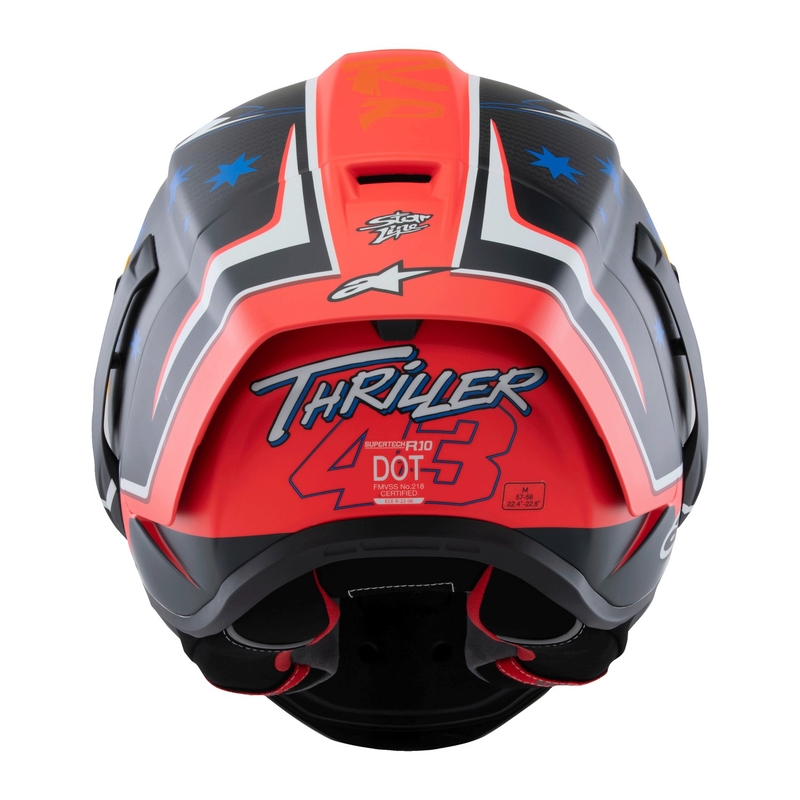 Casque moto intégral Alpinestars Supertech R10 édition limitée Jack Miller carbone mat rouge-bleu-jaune-blanc
