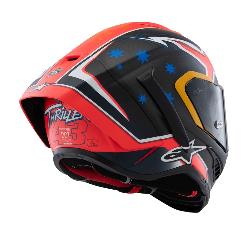 Casque moto intégral Alpinestars Supertech R10 édition limitée Jack Miller carbone mat rouge-bleu-jaune-blanc