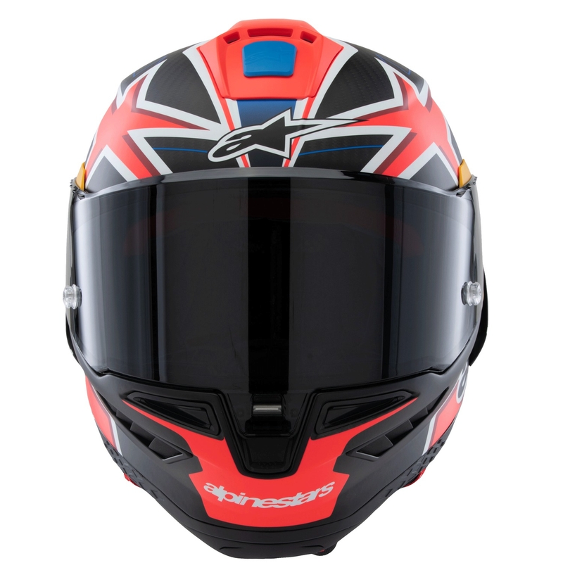 Casque moto intégral Alpinestars Supertech R10 édition limitée Jack Miller carbone mat rouge-bleu-jaune-blanc