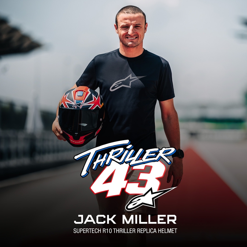 Casque moto intégral Alpinestars Supertech R10 édition limitée Jack Miller carbone mat rouge-bleu-jaune-blanc
