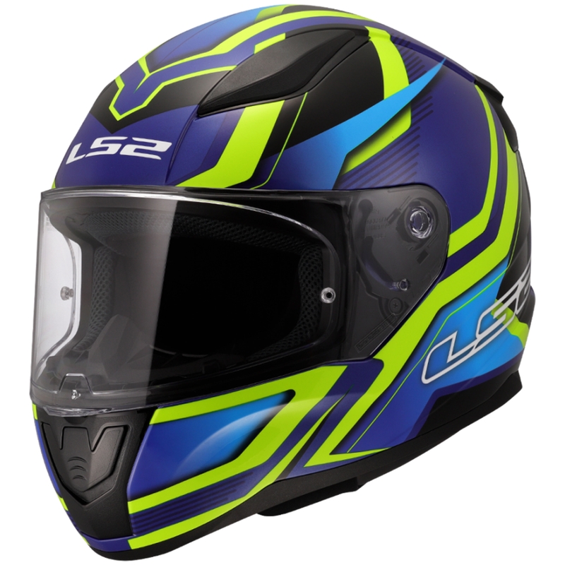 Casque moto intégral LS2 FF353 Rapid II Flitz jaune fluo-bleu