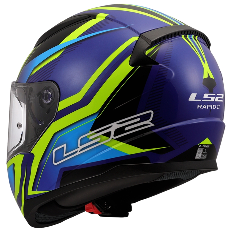 Casque moto intégral LS2 FF353 Rapid II Flitz jaune fluo-bleu