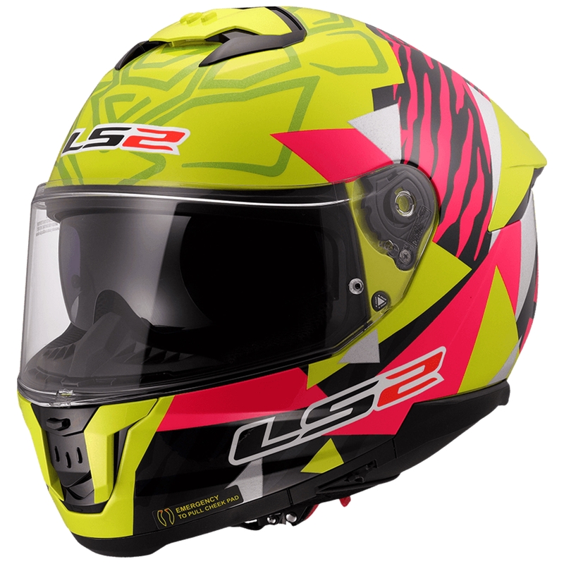 Casque moto intégral LS2 FF808 Stream II Tiger jaune fluo-rose