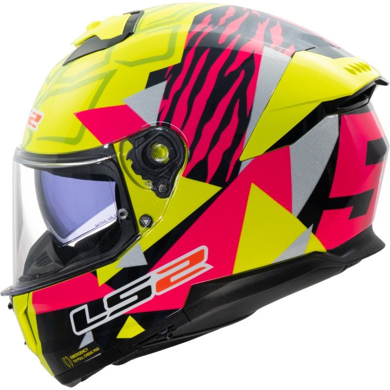 Casque moto intégral LS2 FF808 Stream II Tiger jaune fluo-rose