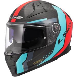 Casque moto intégral LS2 FF811 Vector II C Grid rouge-turquoise