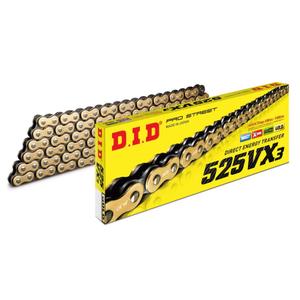 VX série X-Kroužkový řetěz D.I.D Chain 525VX3 1920 článků Zlatá/Černá