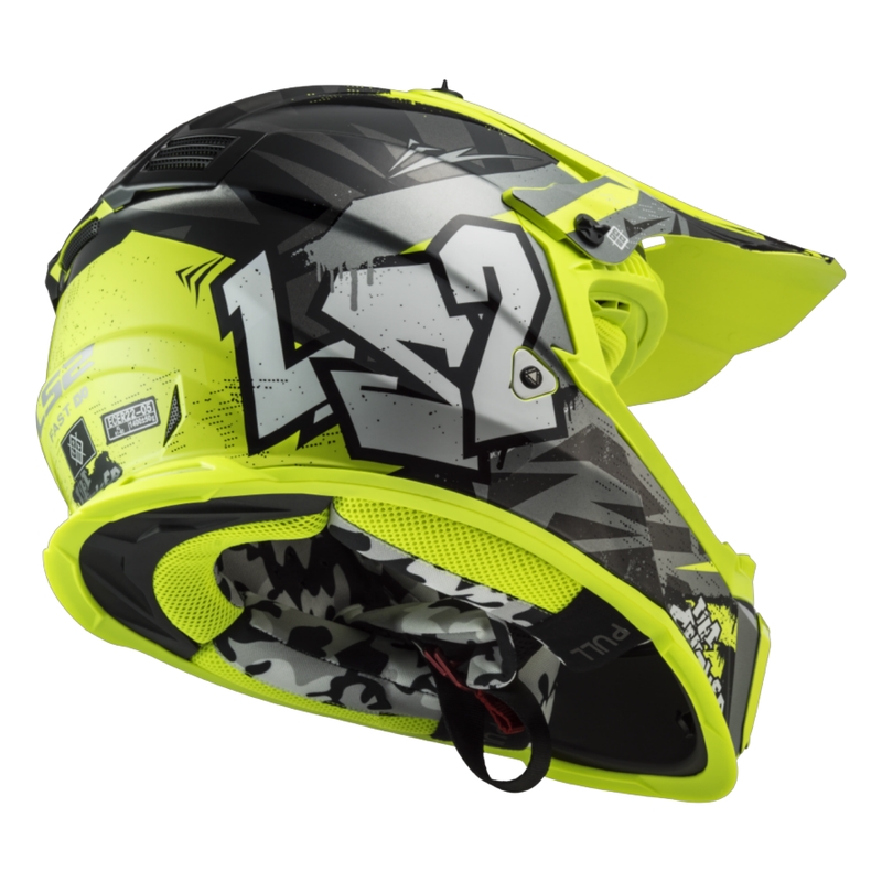 Casque motocross enfant LS2 MX437 Fast EVO Mini Crusher noir-jaune