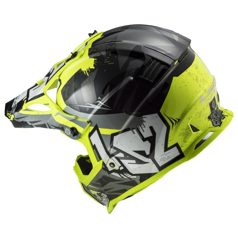Casque motocross enfant LS2 MX437 Fast EVO Mini Crusher noir-jaune