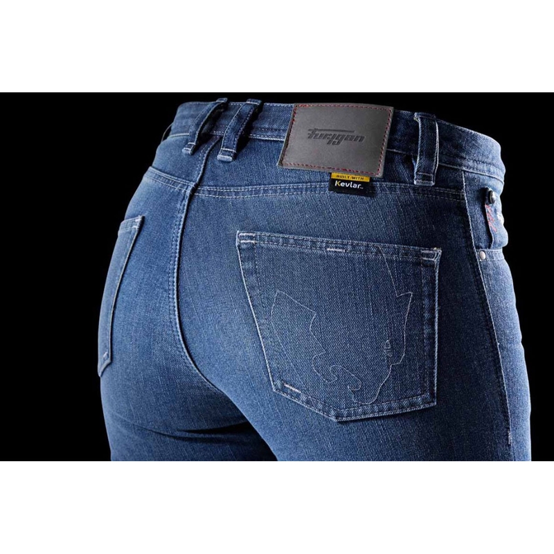 Jean de moto droit pour femme Furygan Kate X Kevlar® bleu