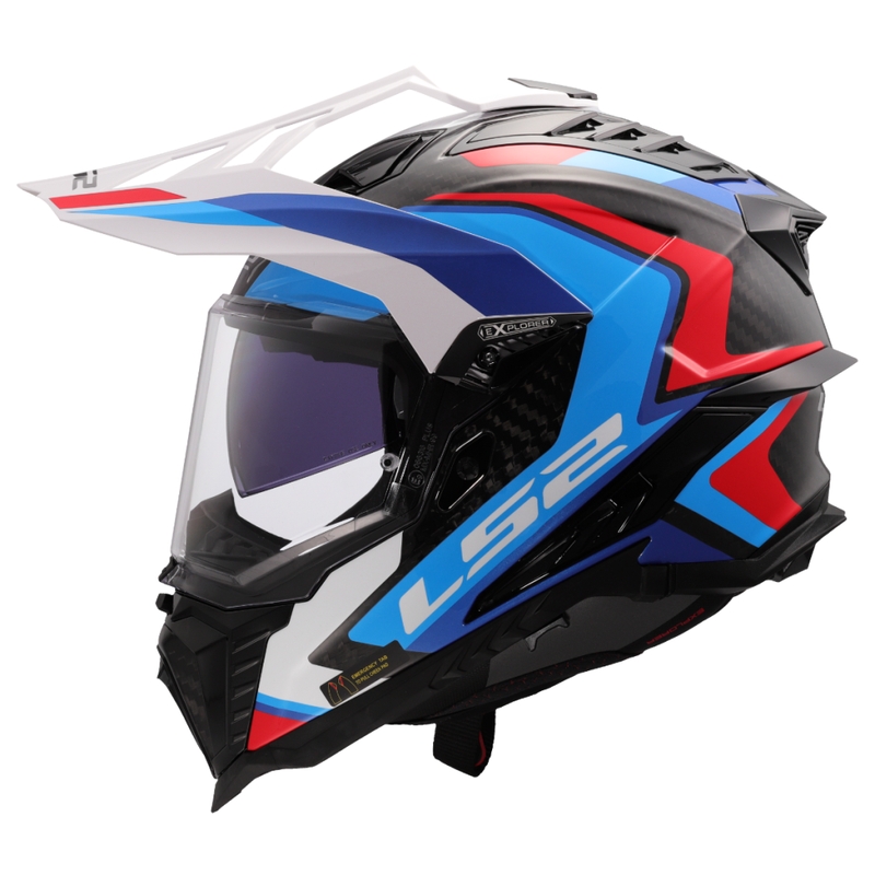 Casque de moto enduro LS2 MX701 Explorer C Frontier II blanc-bleu