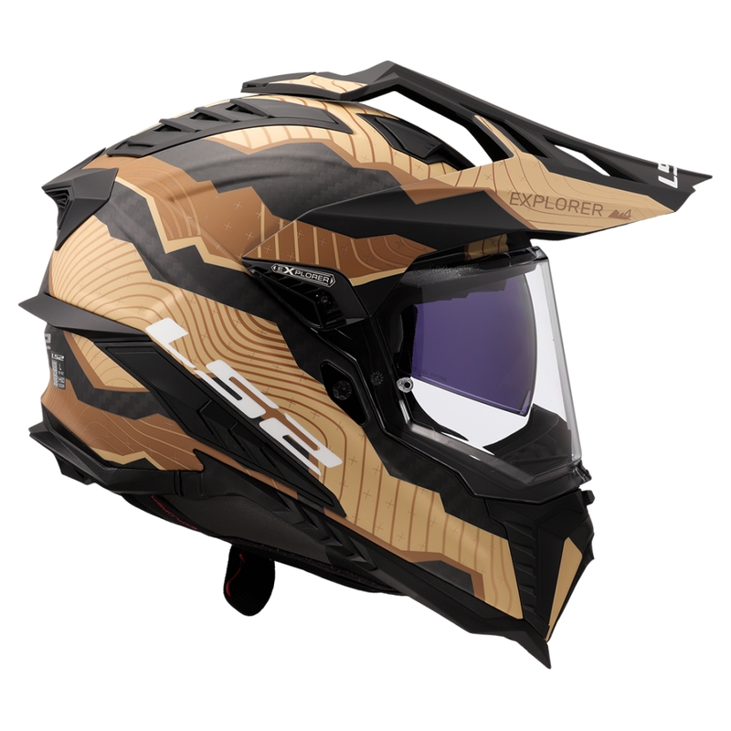 Casque moto enduro LS2 MX701 Explorer C Trick marron-sable