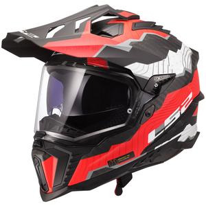 Casque moto enduro LS2 MX701 Explorer C Trick blanc-rouge