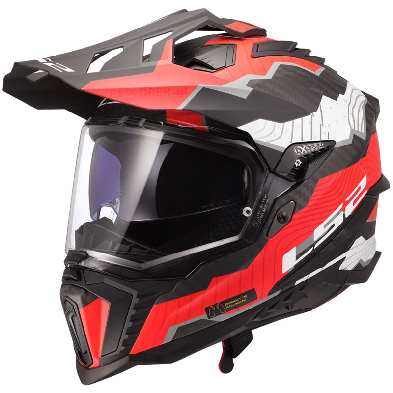 Casque moto enduro LS2 MX701 Explorer C Trick blanc-rouge