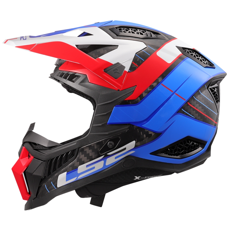 Casque motocross LS2 MX703 X-Force Galuo blanc-rouge-bleu