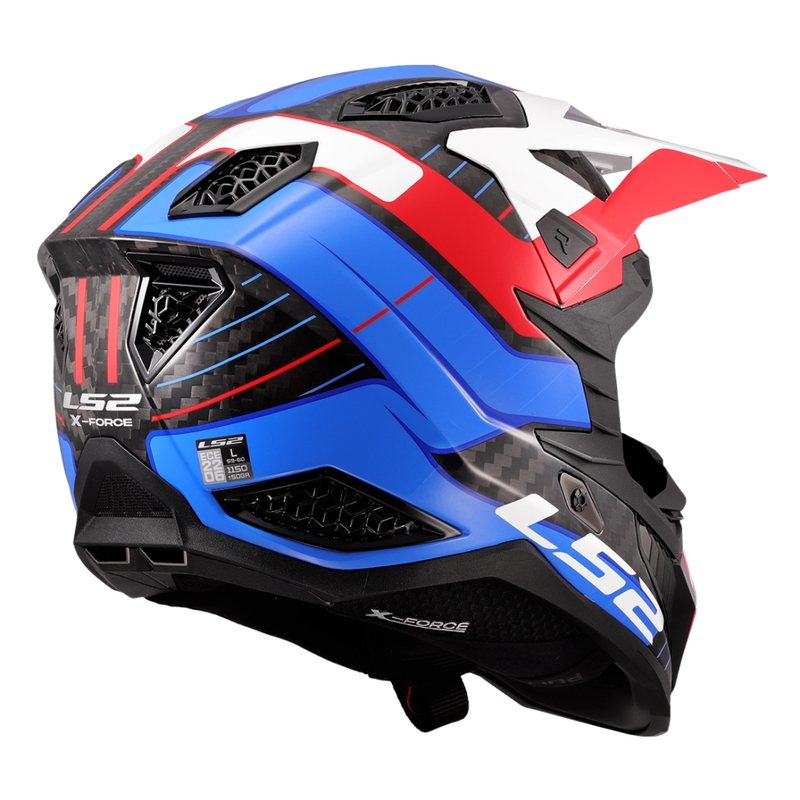 Casque motocross LS2 MX703 X-Force Galuo blanc-rouge-bleu