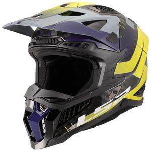Casque motocross LS2 MX703 X-Force Galuo gris-jaune fluo