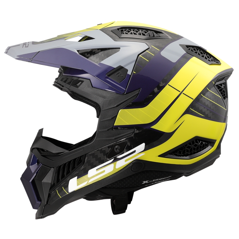Casque motocross LS2 MX703 X-Force Galuo gris-jaune fluo