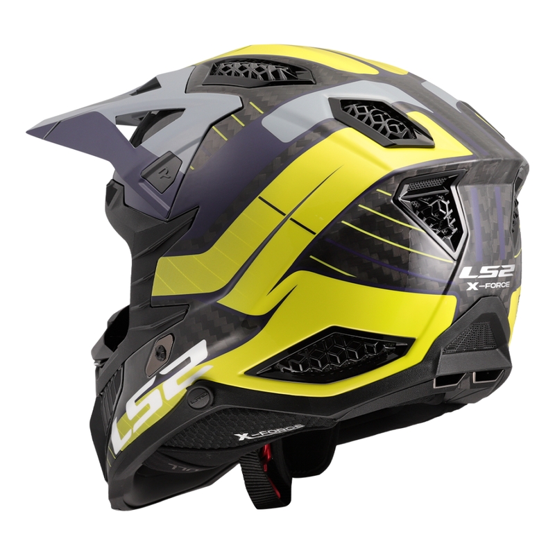 Casque motocross LS2 MX703 X-Force Galuo gris-jaune fluo