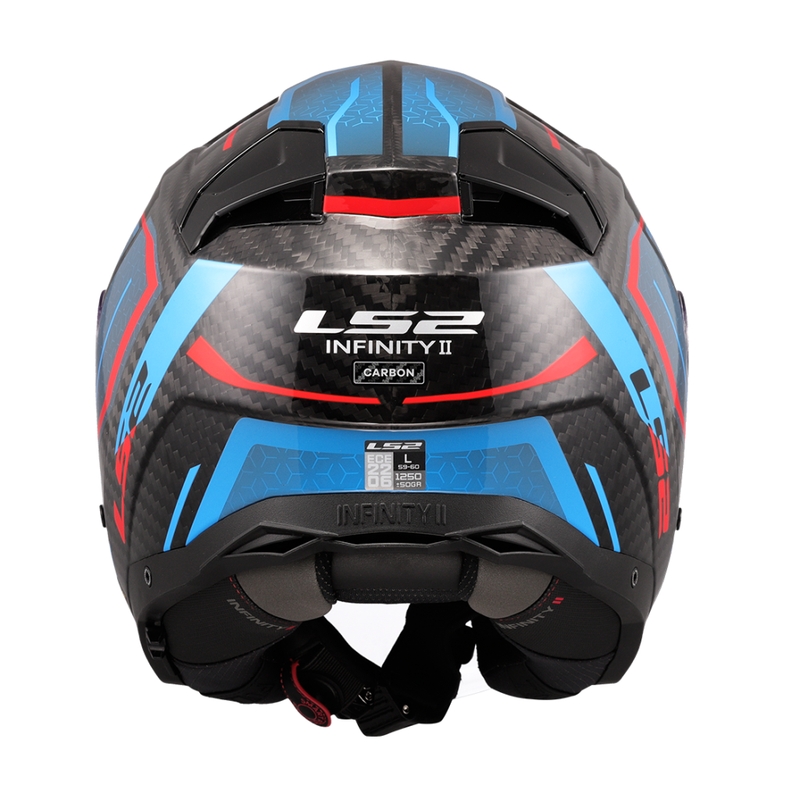 Casque moto jet LS2 OF603 Infinity II C Urus bleu-rouge