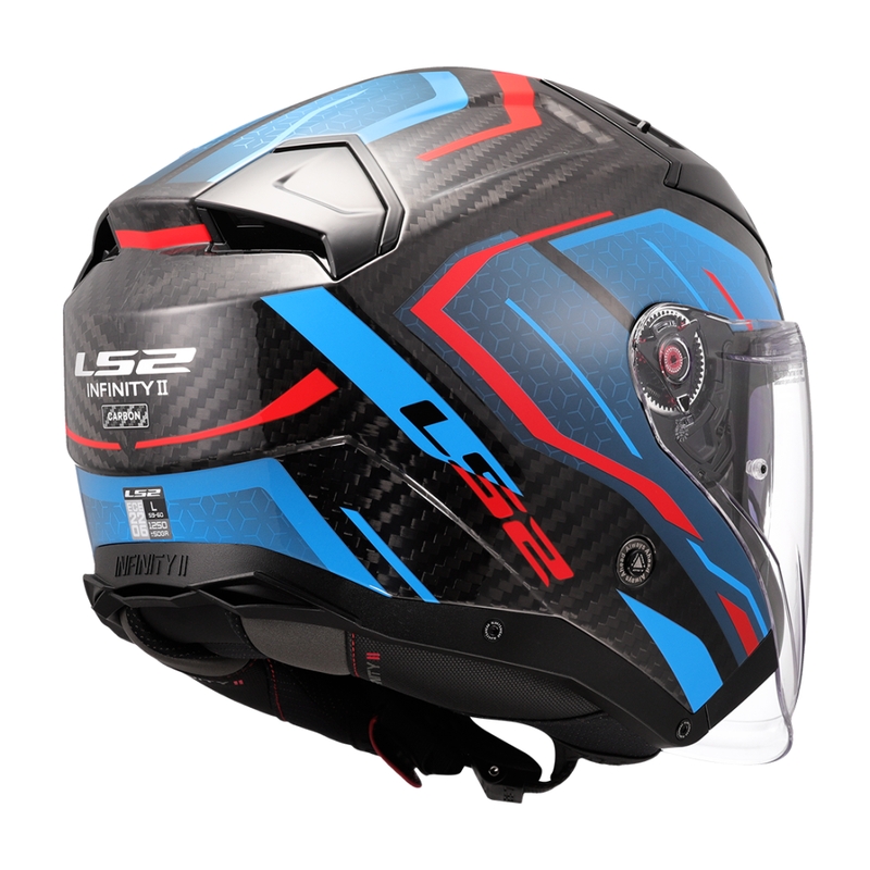 Casque moto jet LS2 OF603 Infinity II C Urus bleu-rouge