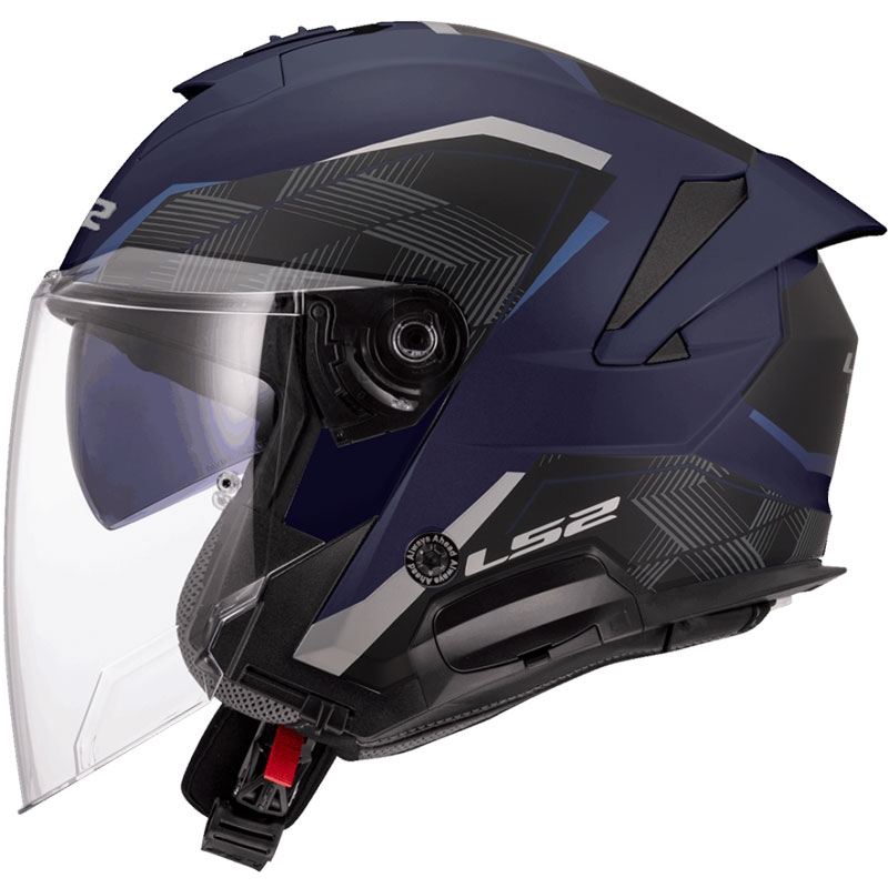 Casque moto jet LS2 OF618 Verso II Air bleu foncé