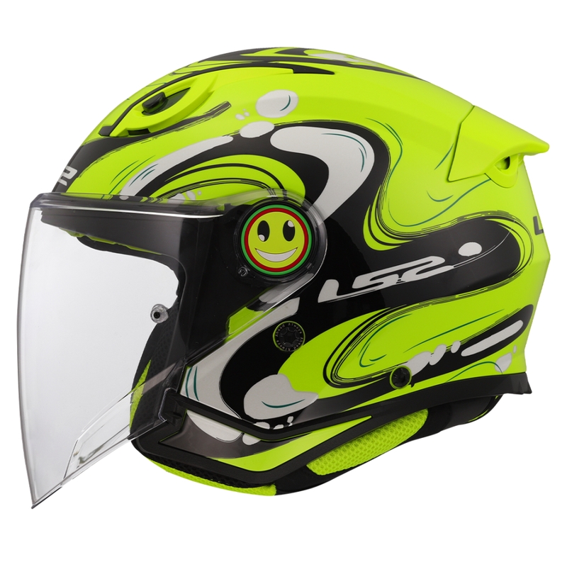 Casque moto jet enfant LS2 OF622 Funny II Glup jaune fluo