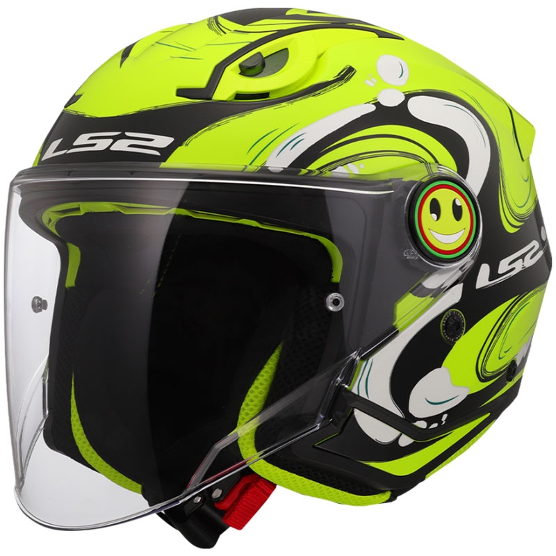 Casque moto jet enfant LS2 OF622 Funny II Glup jaune fluo