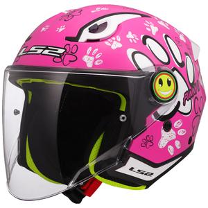 Casque moto jet enfant LS2 OF622 Funny II Paws rose