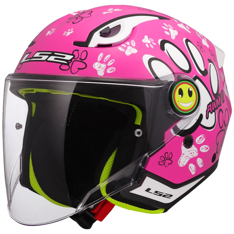 Casque moto jet enfant LS2 OF622 Funny II Paws rose