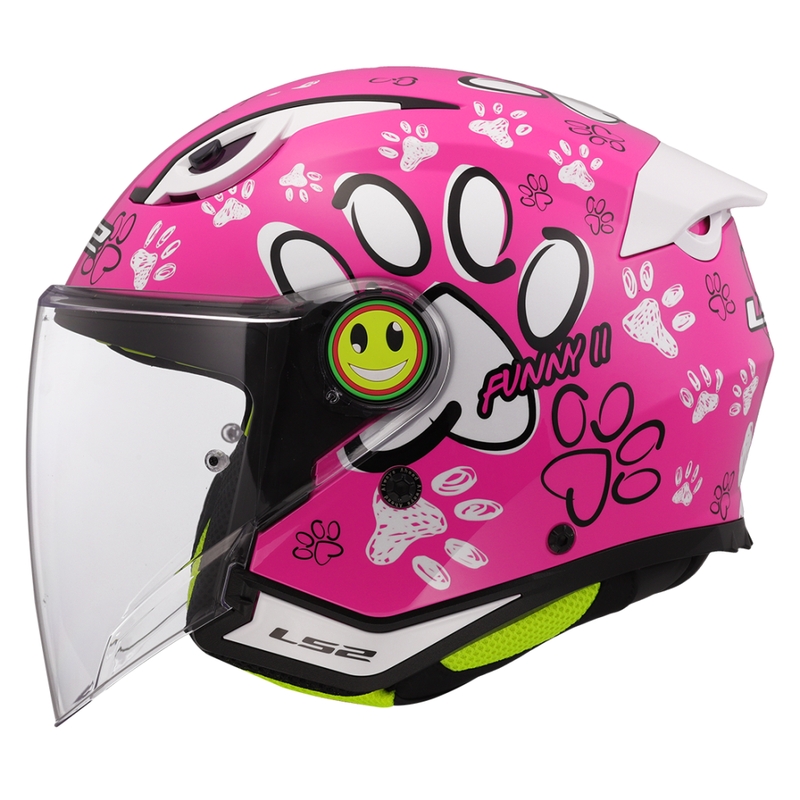 Casque moto jet enfant LS2 OF622 Funny II Paws rose