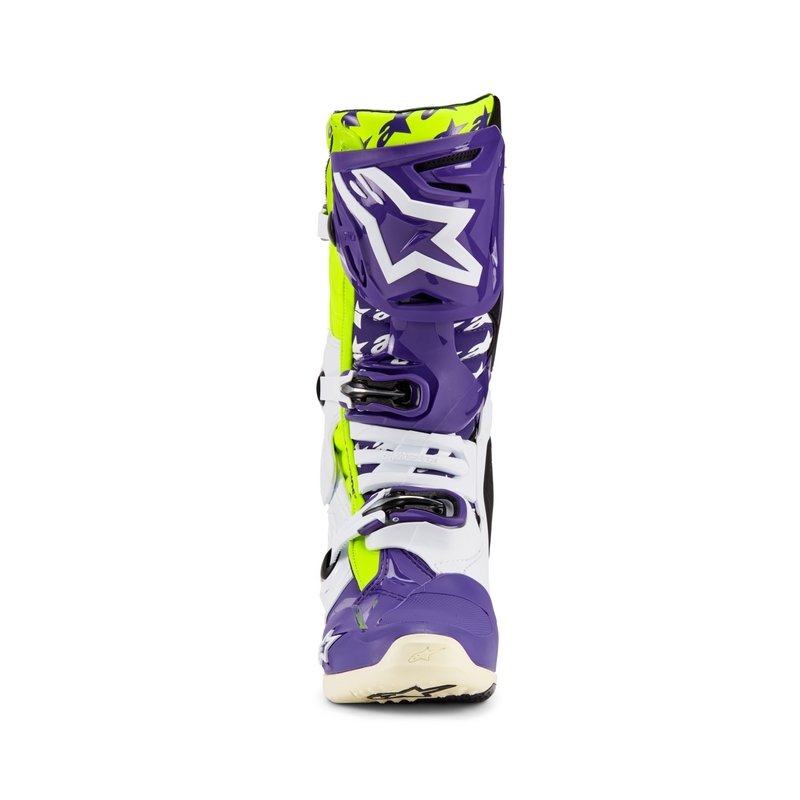 Bottes moto Alpinestars TECH 10 édition limitée Dirt Studios violet-blanc-jaune fluo