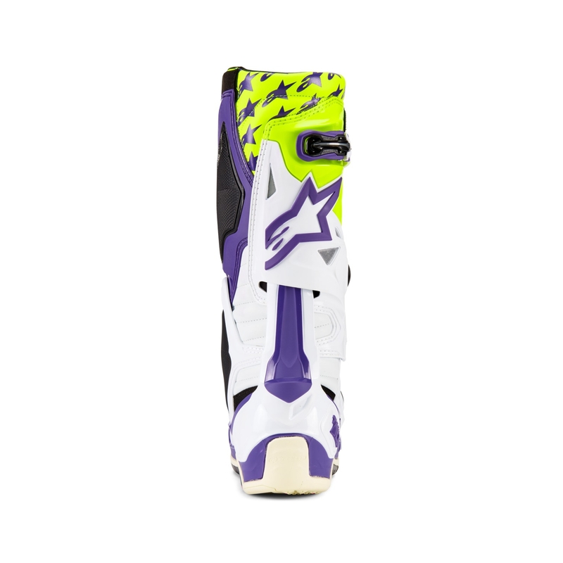 Bottes moto Alpinestars TECH 10 édition limitée Dirt Studios violet-blanc-jaune fluo