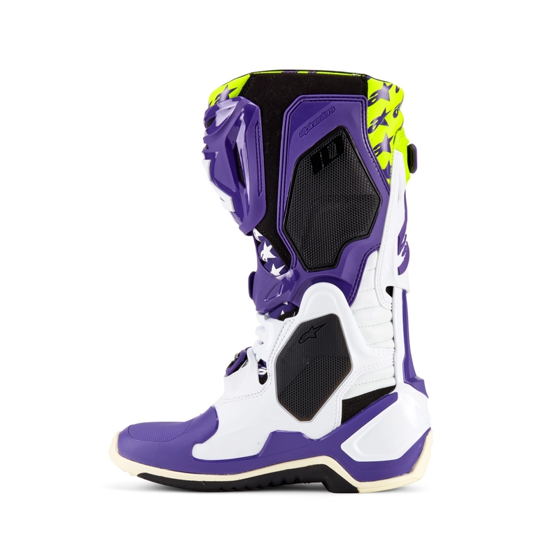 Bottes moto Alpinestars TECH 10 édition limitée Dirt Studios violet-blanc-jaune fluo