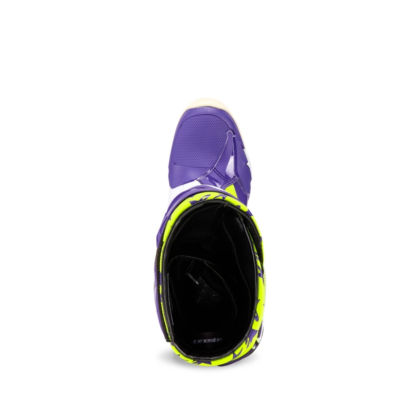 Bottes moto Alpinestars TECH 10 édition limitée Dirt Studios violet-blanc-jaune fluo