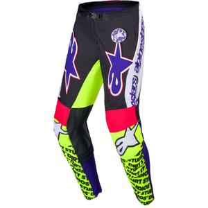 Pantalon motocross Alpinestars Supertech édition limitée Dirt Studios blanc-violet-rose-jaune fluo