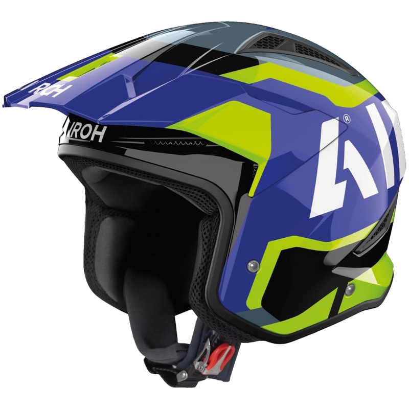 Casque moto trial Airoh TRR 2 Jupiter bleu-jaune