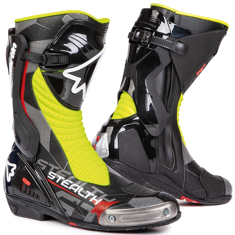 Bottes moto Stylmartin Stealth Evo Air noir-jaune fluo