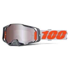 Lunettes de motocross 100% ARMEGA Silver avec plexiglas HIPER argenté