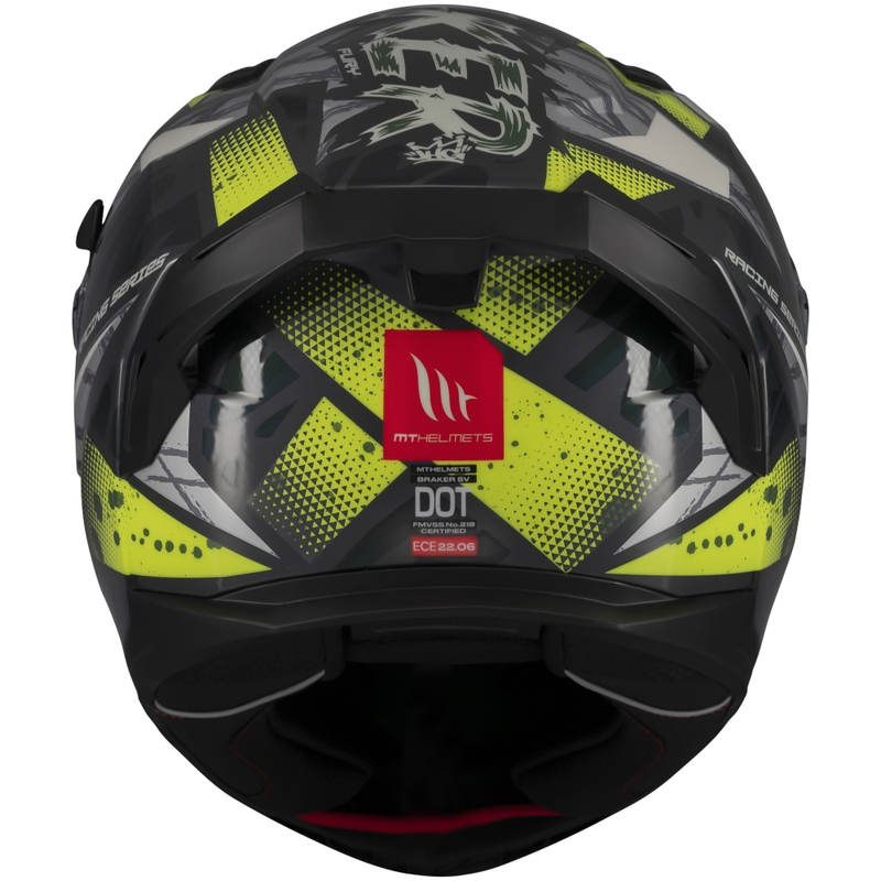 Casque moto intégral MT Braker SV Fury gris-jaune fluo